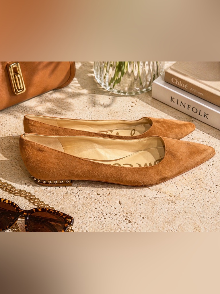 Sam Edelman Tan Suede Flats With Studded Details Size 7.5